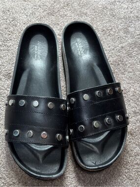 Modabella Black Studded Slide Sandals